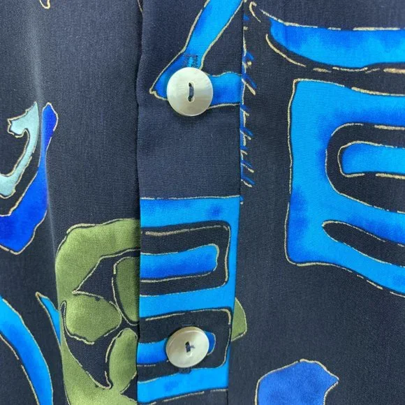 **SOLD**Alan Stuart Shirt Mens XXL 2XL Blue Abstract Art Pullover Banded Pocket - Picture 4 of 13